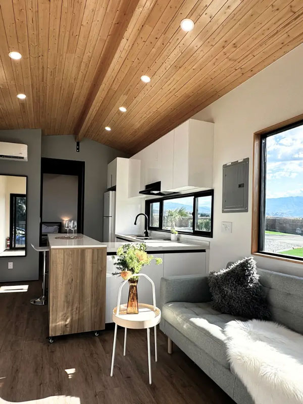 modern ADU kitchen and living room