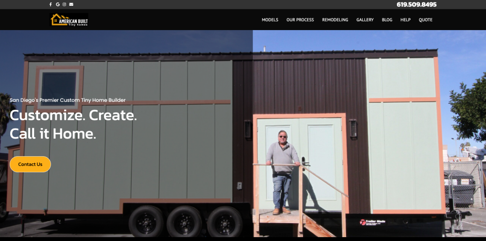 American Built Tiny Homes homepage screenshot