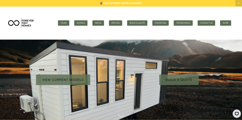 Forever Tiny Homes homepage screenshot