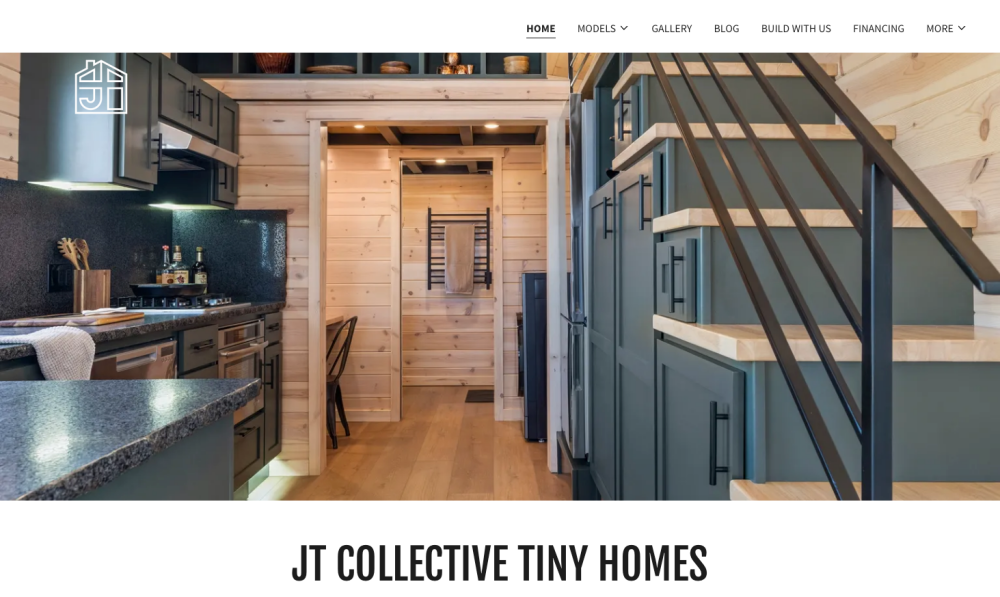JT Collective Tiny Homes homepage screenshot