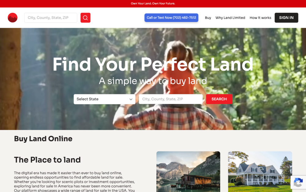 Land Limited homepage screenshot