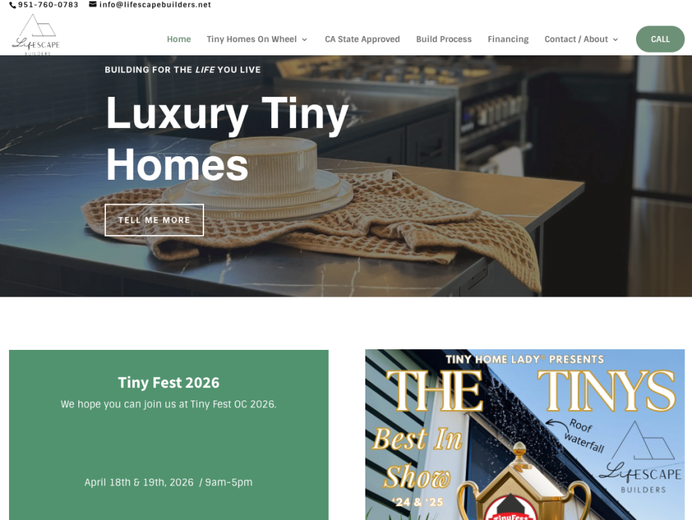 LifEscape Builders homepage screenshot